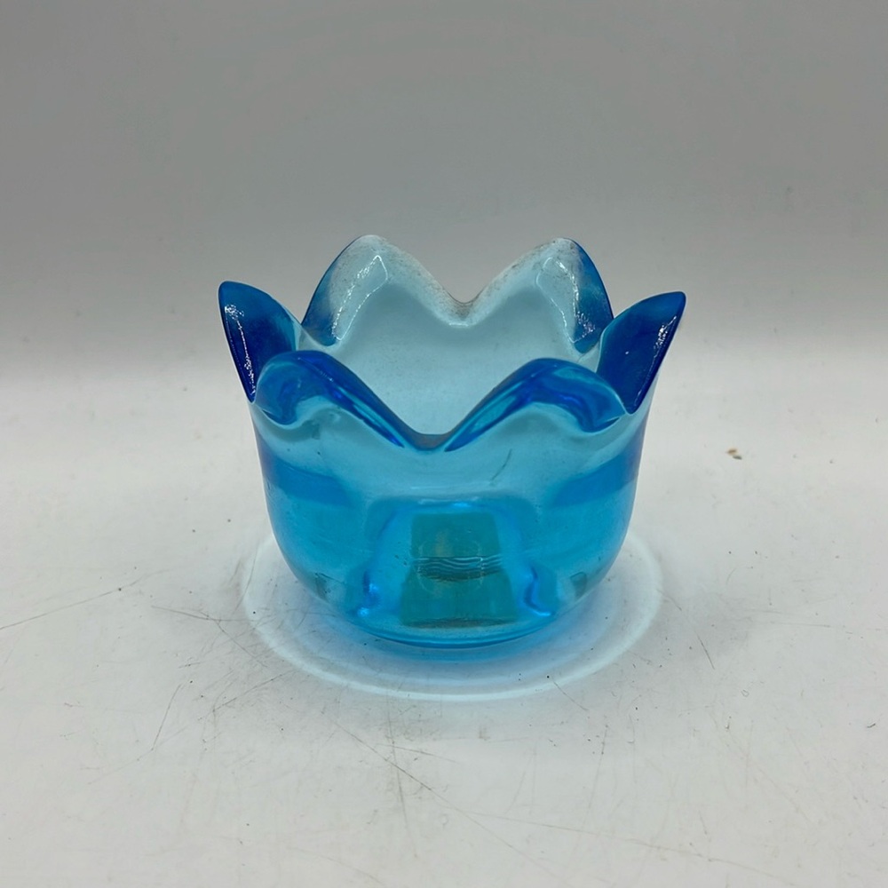 Vintage Iittala Tulip Votive Candle Holder Blue Collectible Decor Art Tealight